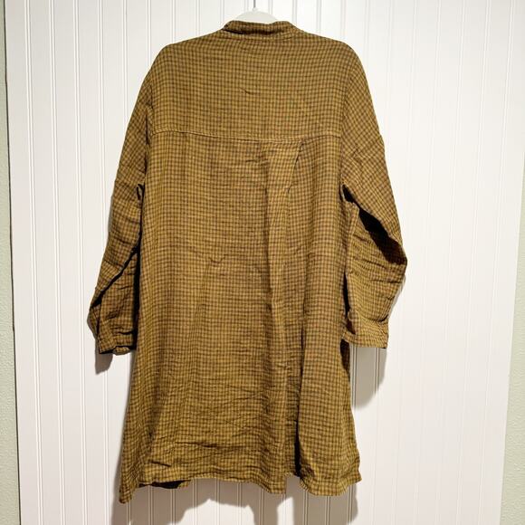 Cut Loose Swing Coat Morse Check Linen Brass Lagenlook Size Medium - Picture 8 of 8
